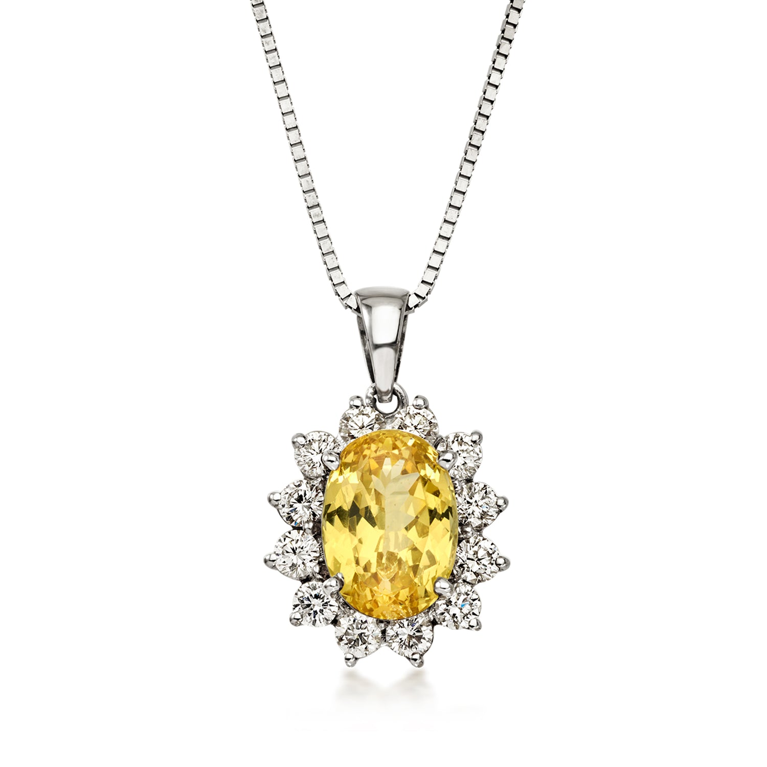 Pre-owned Ross-simons C. 1990 Vintage 3.10 Carat Yellow Grossularite Garnet Pendant Necklace With .75 Ct. T.w. Diamonds In In Silver
