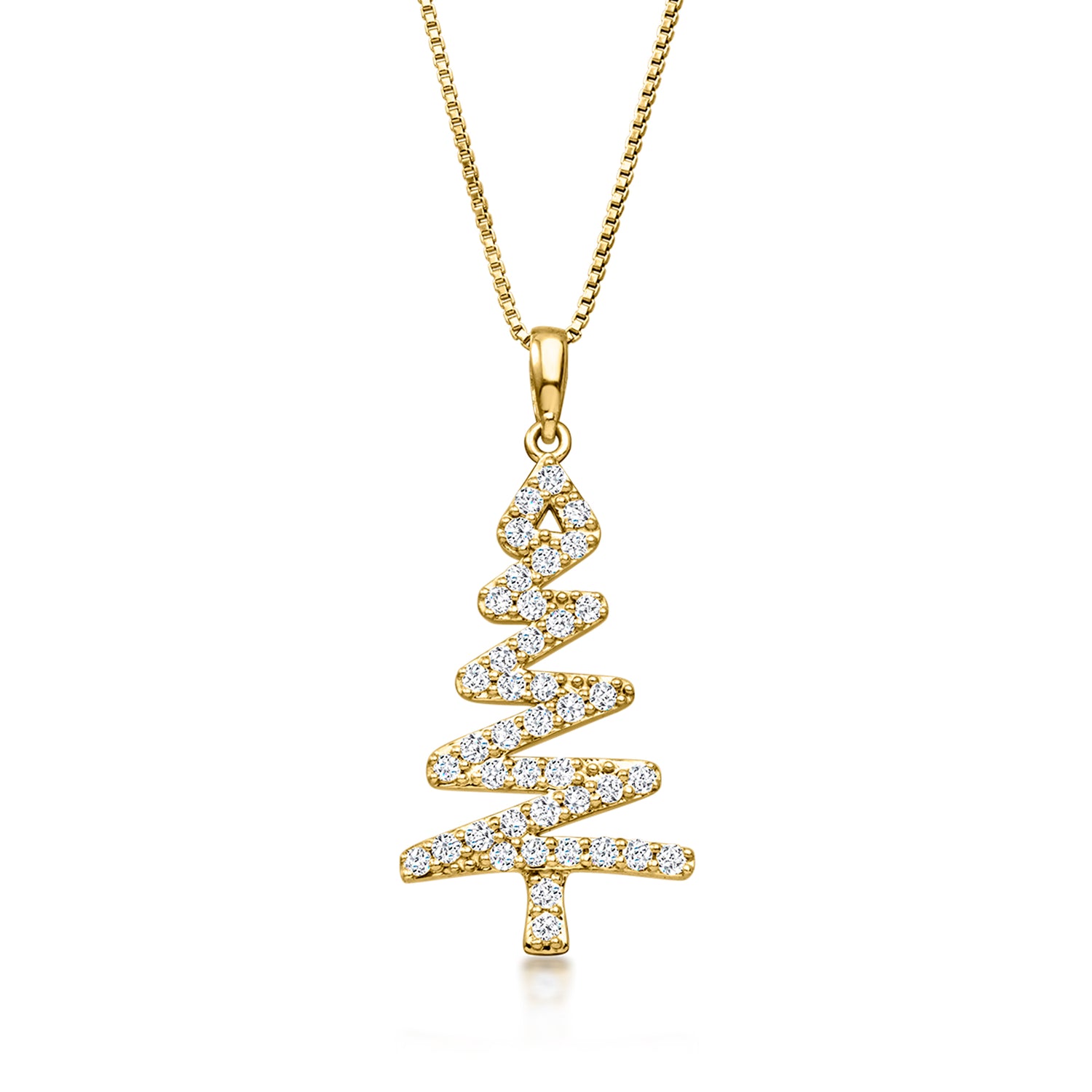 Ross-simons .45 Ct. T.w. Lab Grown Diamond Zigzag Christmas Tree Pendant Necklace In 18kt Gold Over Sterling
