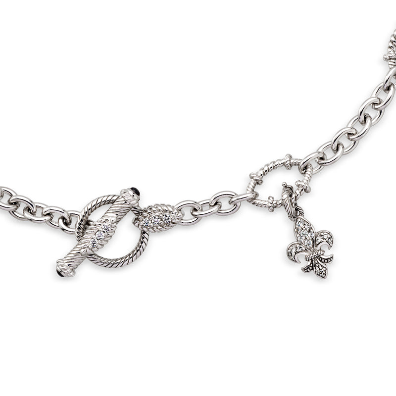 C. 1990 Vintage Judith Ripka 8.25 Carat Swiss Blue Topaz Necklace with 2.60 ct. t.w. CZs in Sterling Silver. 18"