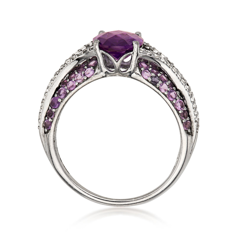 C. 1990 Vintage 3.80 ct. t.w. Amethyst Ring with .50 ct. t.w. White Topaz in Sterling Silver. Size 7