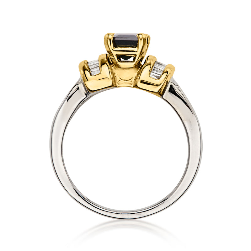 C. 1990 Vintage 1.40 Carat Sapphire Ring with .60 ct. t.w. Diamonds in 14kt Two-Tone Gold. Size 6.5