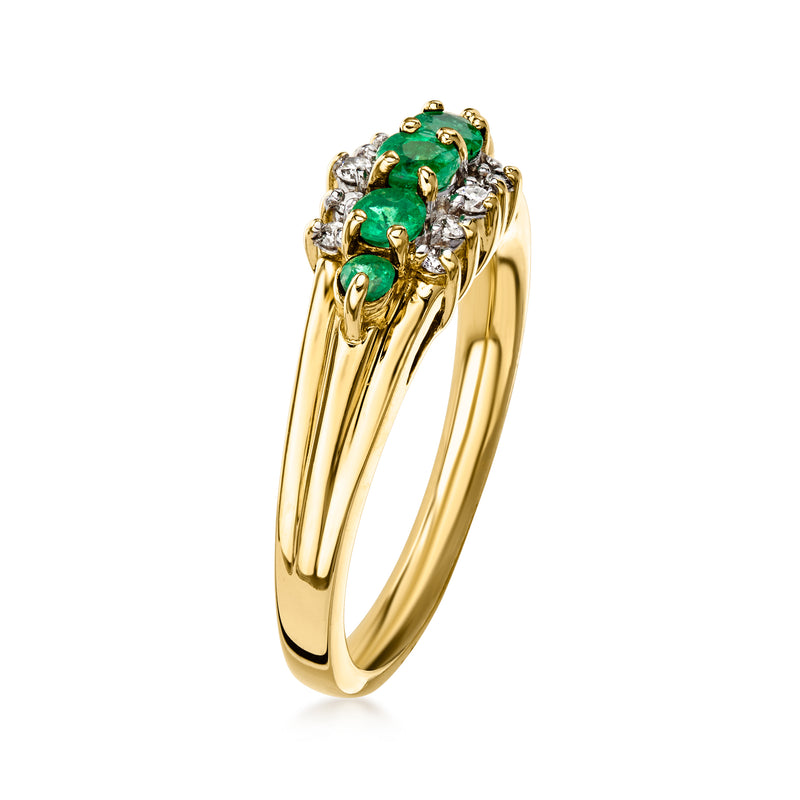 C. 1990 Vintage .45 ct. t.w. Emerald Ring with .15 ct. t.w. Diamonds in 14kt Yellow Gold. Size 6.5