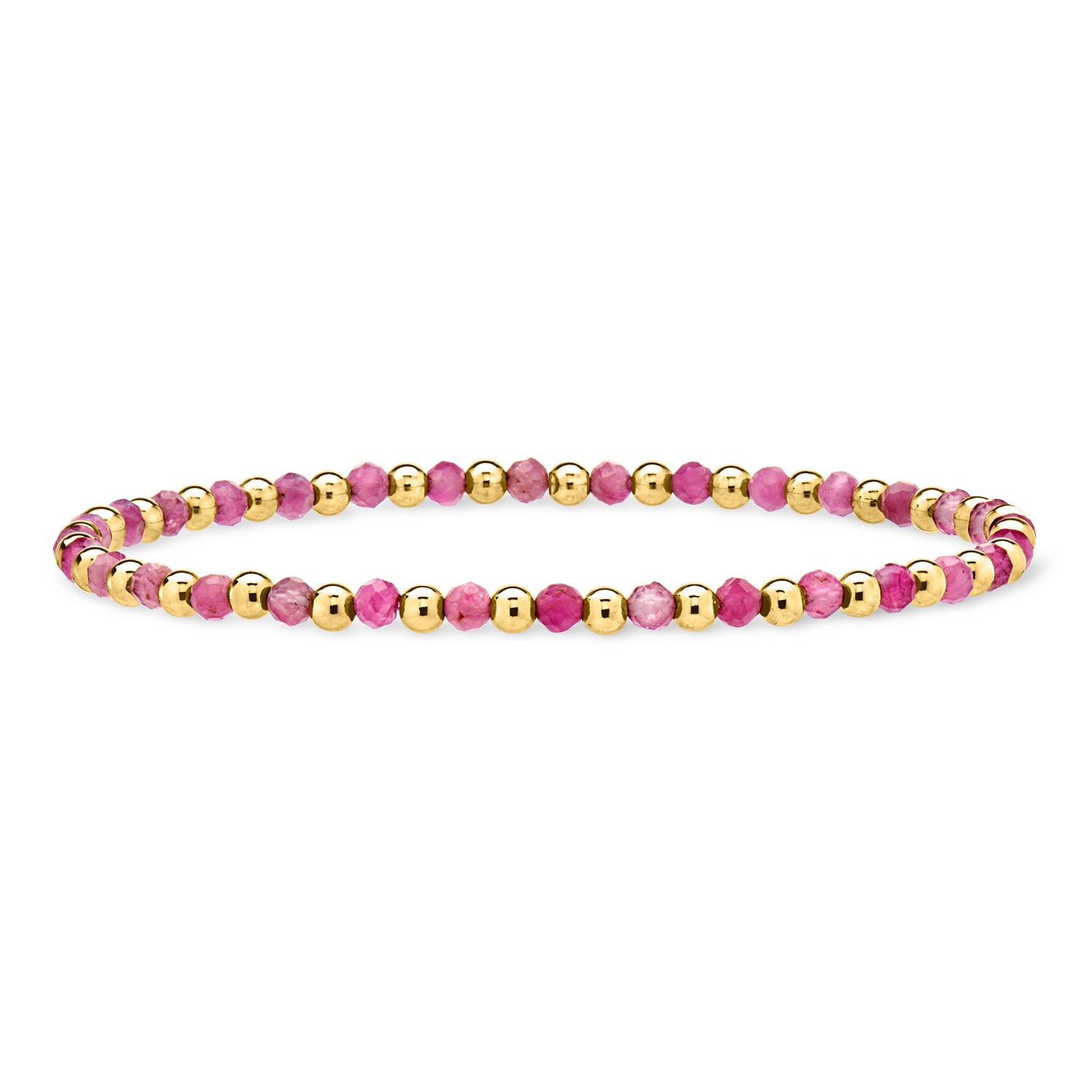 5.50 ct. t.w. Pink Tourmaline and 10kt Yellow Gold Bead Stretch Bracelet
