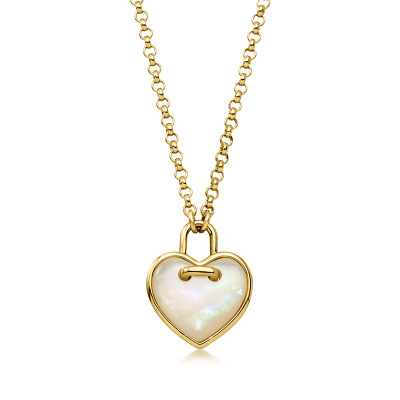 Charles Garnier "Amour" Mother-of-Pearl Heart Necklace in 18kt Gold Over Sterling. 17"