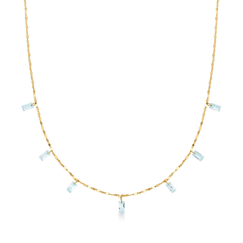 Italian 2.50 ct. t.w. Sky Blue Topaz Station Necklace in 10kt Yellow Gold. 18"