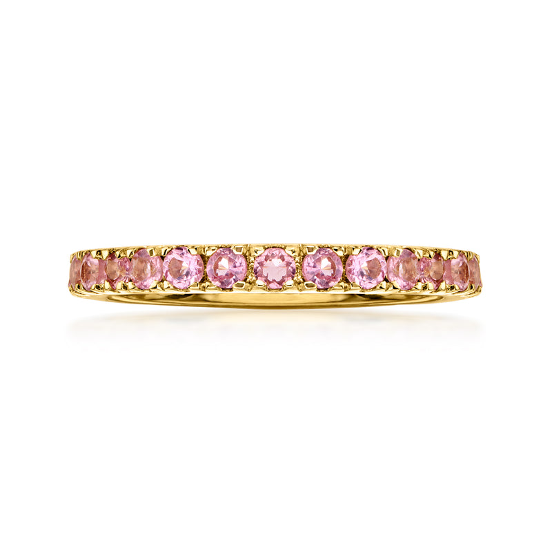 .90 ct. t.w. Light Pink Tourmaline Eternity Band in 18kt Gold Over Sterling