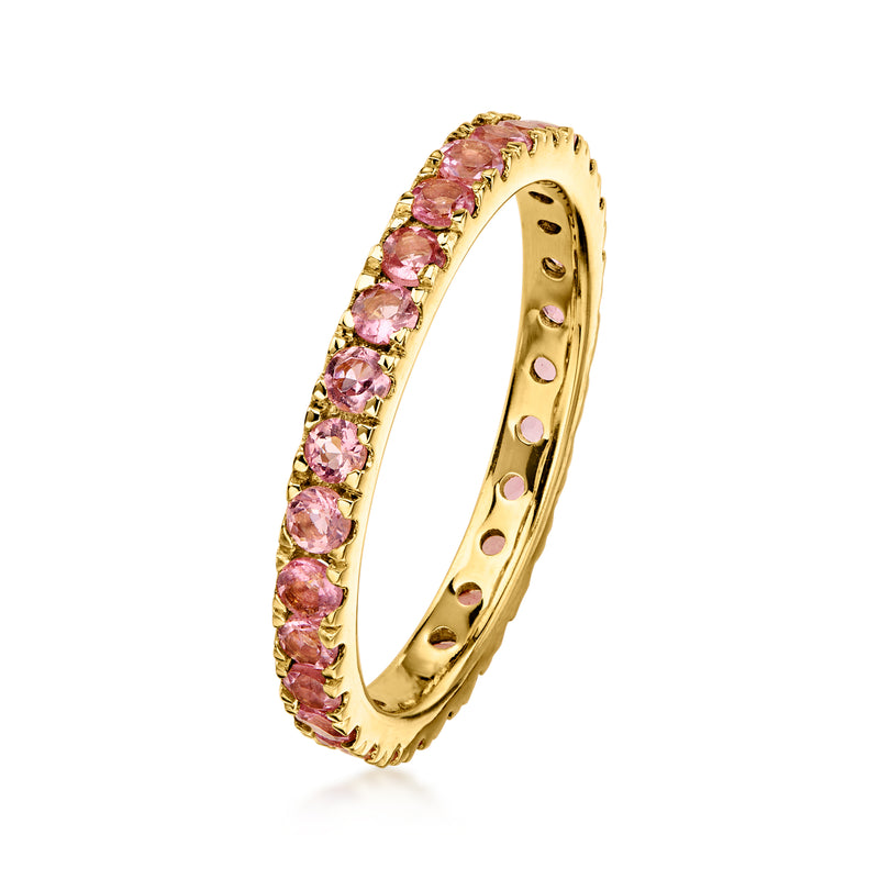 .90 ct. t.w. Light Pink Tourmaline Eternity Band in 18kt Gold Over Sterling