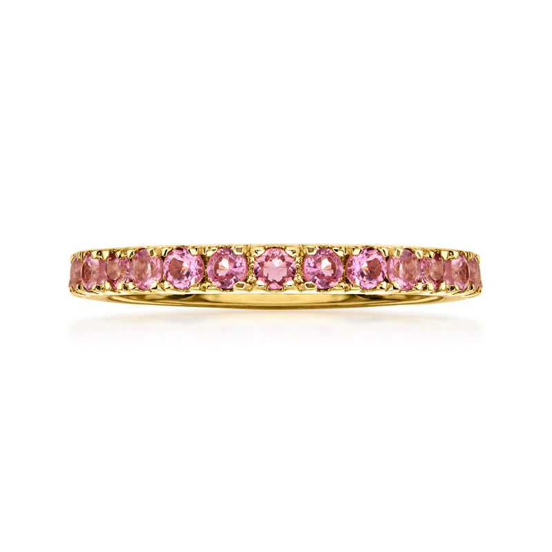 .90 ct. t.w. Pink Tourmaline Eternity Band in 18kt Gold Over Sterling