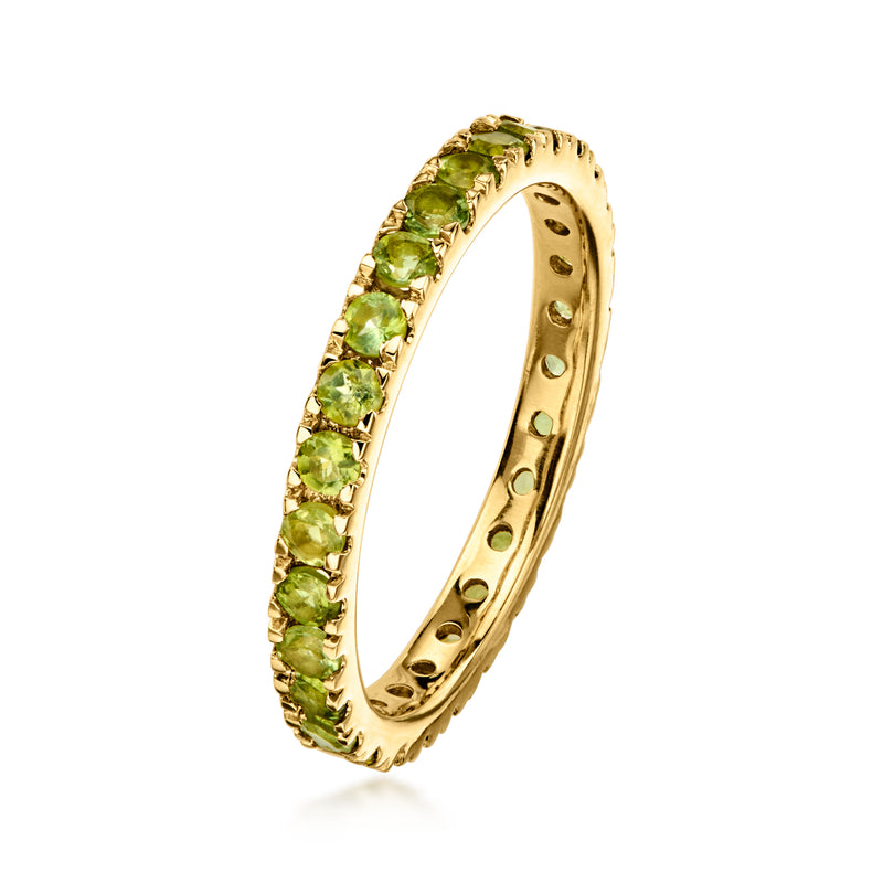 .90 ct. t.w. Light Green Tourmaline Eternity Band in 18kt Gold Over Sterling