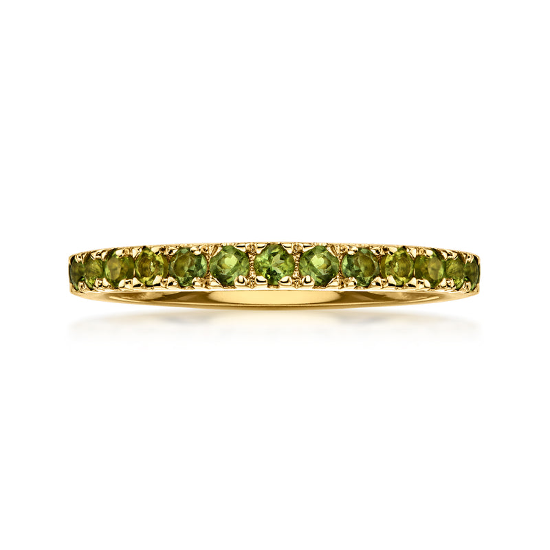 1.00 ct. t.w. Green Tourmaline Eternity Band in 18kt Gold Over Sterling