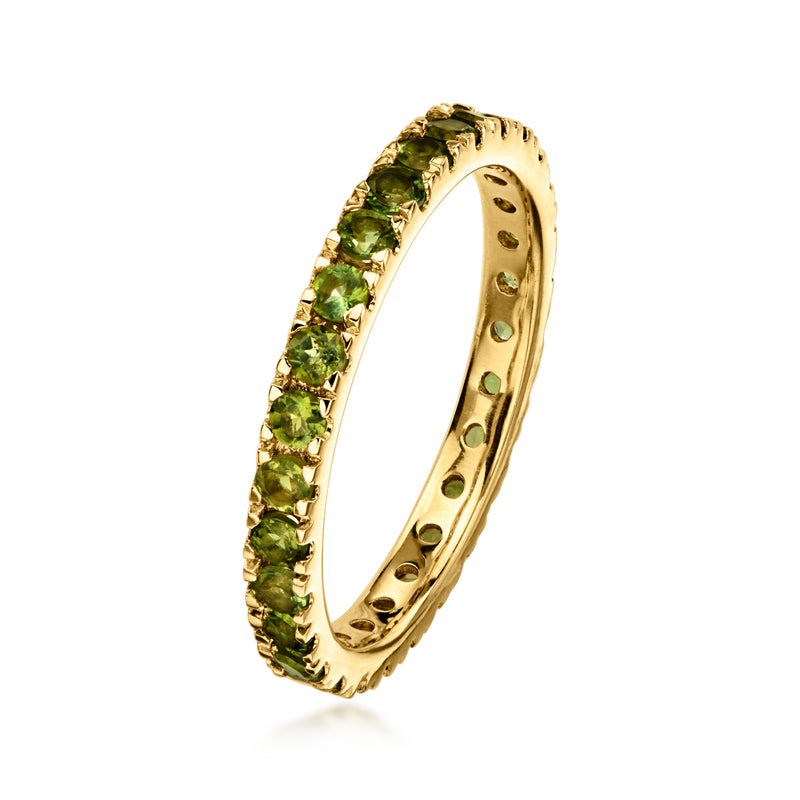 1.00 ct. t.w. Green Tourmaline Eternity Band in 18kt Gold Over Sterling