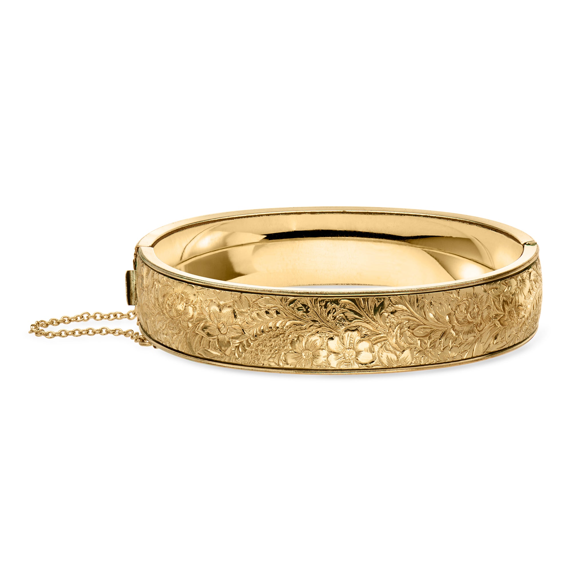 C. 1900 Vintage Gold-Filled Etched Floral Bangle Bracelet. 7