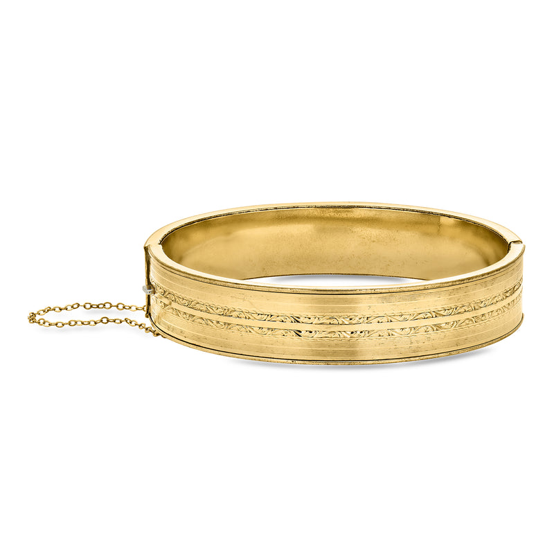 C. 1900 Vintage Gold-Filled Scrolled Bangle Bracelet. 7"