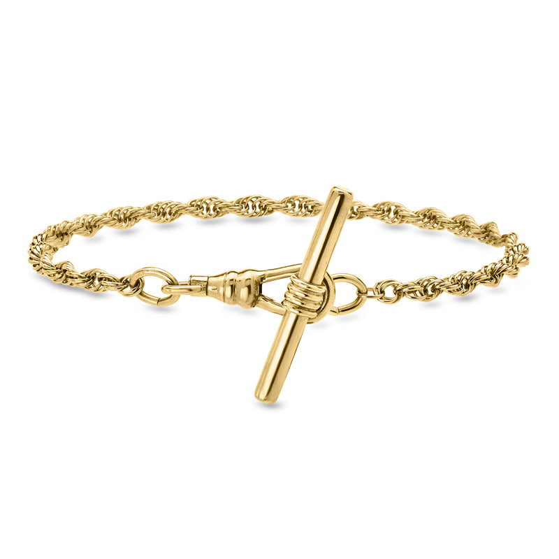 C. 1940 Vintage Gold-Filled Rope-Chain Toggle Bracelet. 7"