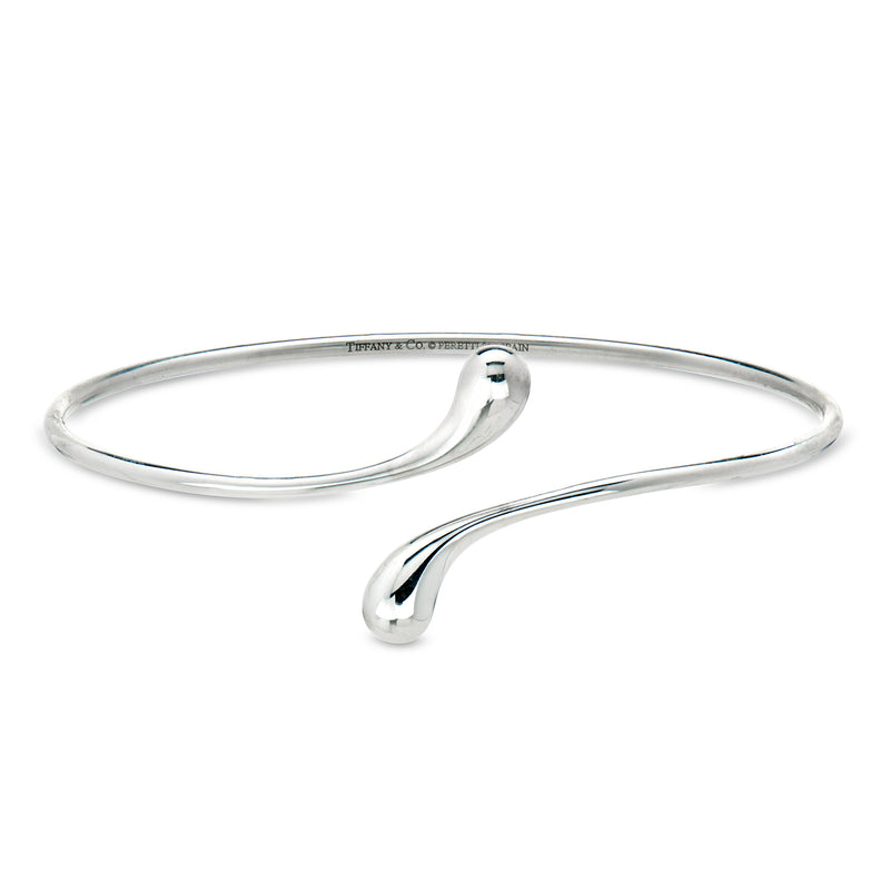 C. 2000 Vintage Tiffany Jewelry "Elsa Peretti" Sterling Silver Teardrop Bypass Bracelet. 7"