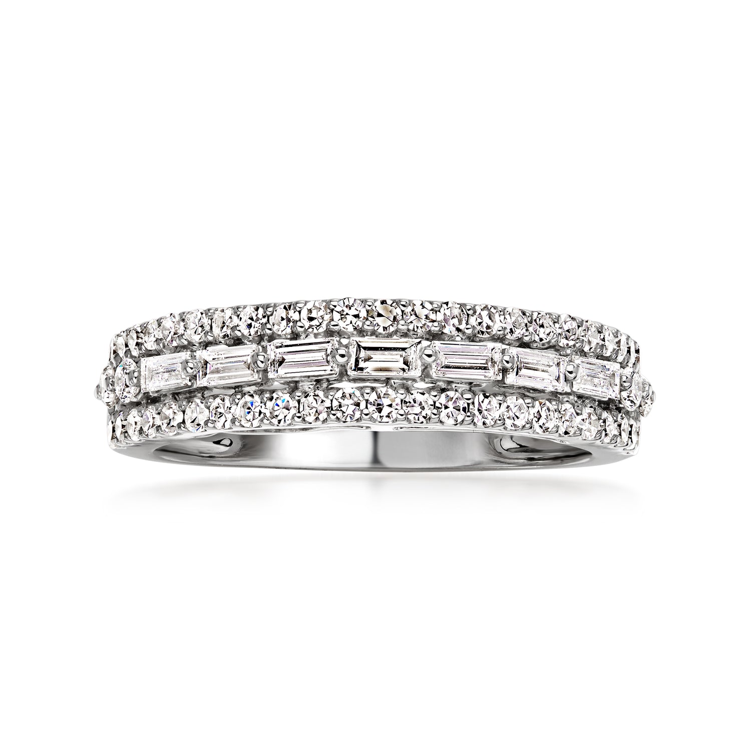 .66 ct. t.w. Baguette and Round Lab Grown Diamond Ring in Sterling Silver