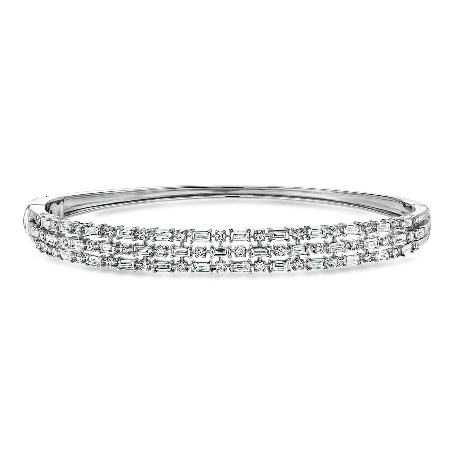 2.00 ct. t.w. Baguette and Round Lab Grown Diamond Bangle Bracelet in Sterling Silver