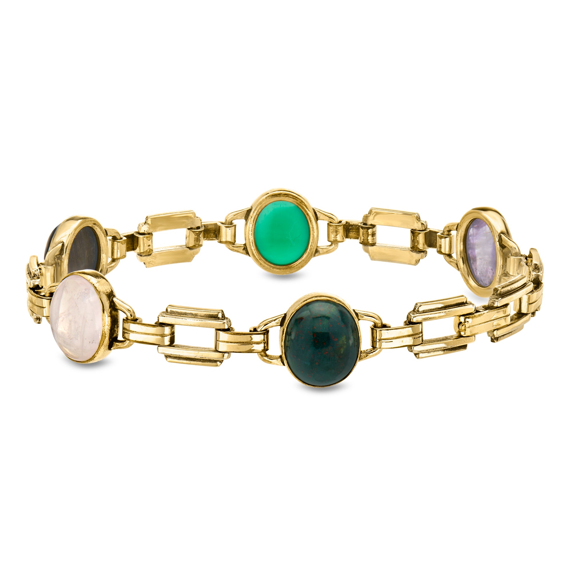 C. 1960 Vintage Multi-Gemstone Gold-Filled Bracelet. 7.5