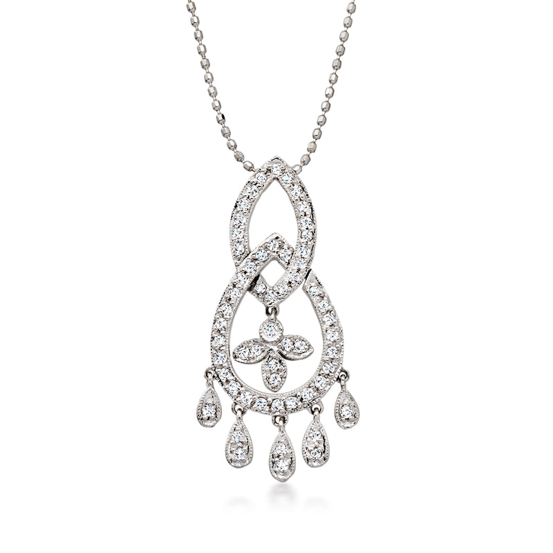C. 1990 Vintage .45 ct. t.w. Diamond Drop Pendant Necklace in 14kt White Gold. 16"