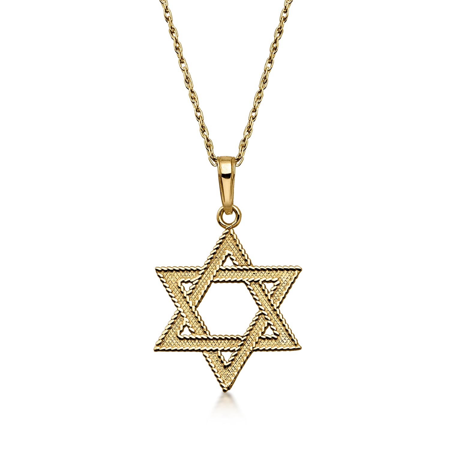 C. 1990 Vintage 14kt Yellow Gold Star of David Pendant Necklace