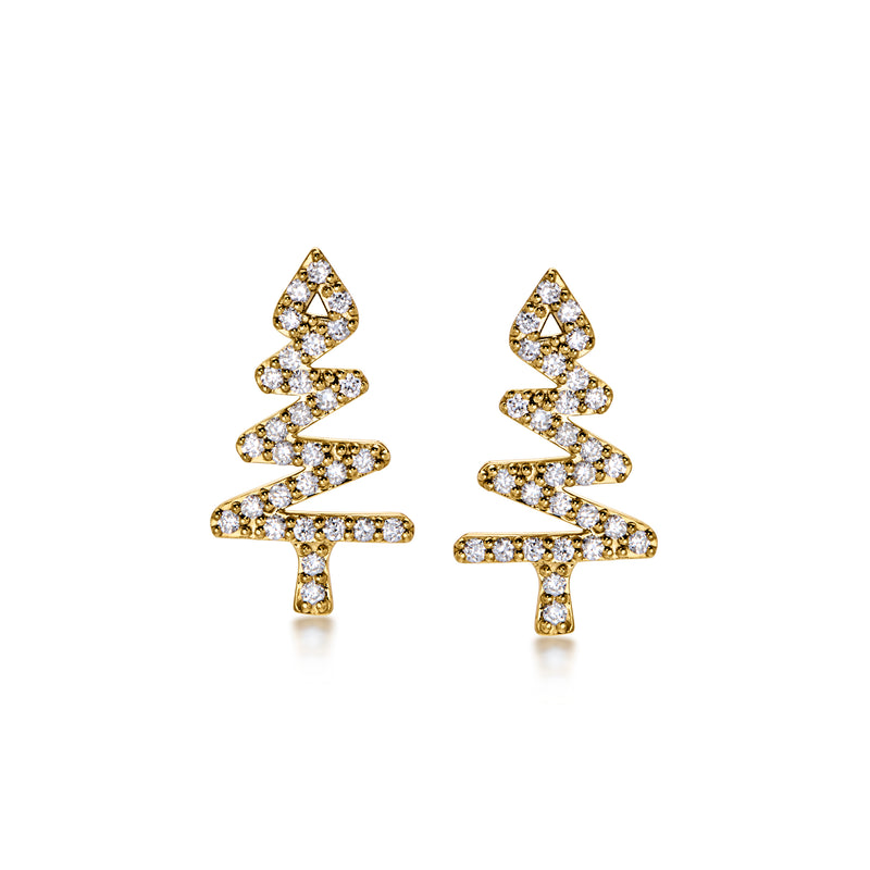 .33 ct. t.w. Lab-Grown Diamond Zigzag Christmas Tree Earrings in 18kt Gold Over Sterling