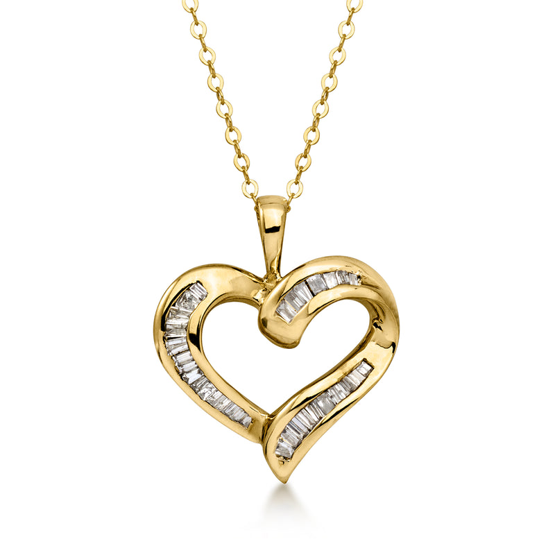 C. 1980 Vintage .25 ct. t.w. Diamond Heart Pendant Necklace in 10kt Yellow Gold. 18"