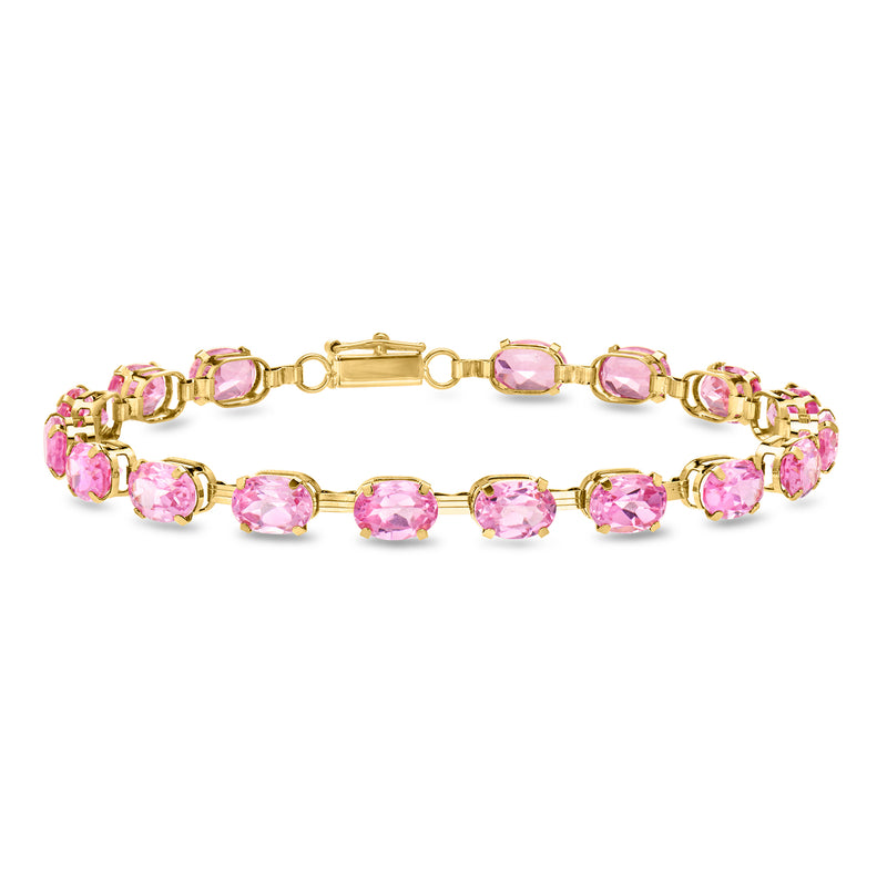 C. 1990 Vintage 19.55 ct. t.w. Synthetic Pink Sapphire Bracelet in 10kt Yellow Gold. 6.5"
