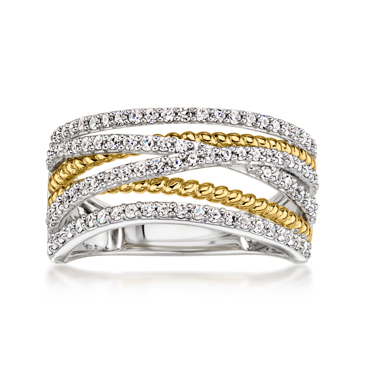 .50 ct. t.w. Lab Grown Diamond Highway Ring in Sterling Silver and 18kt Gold Over Sterling