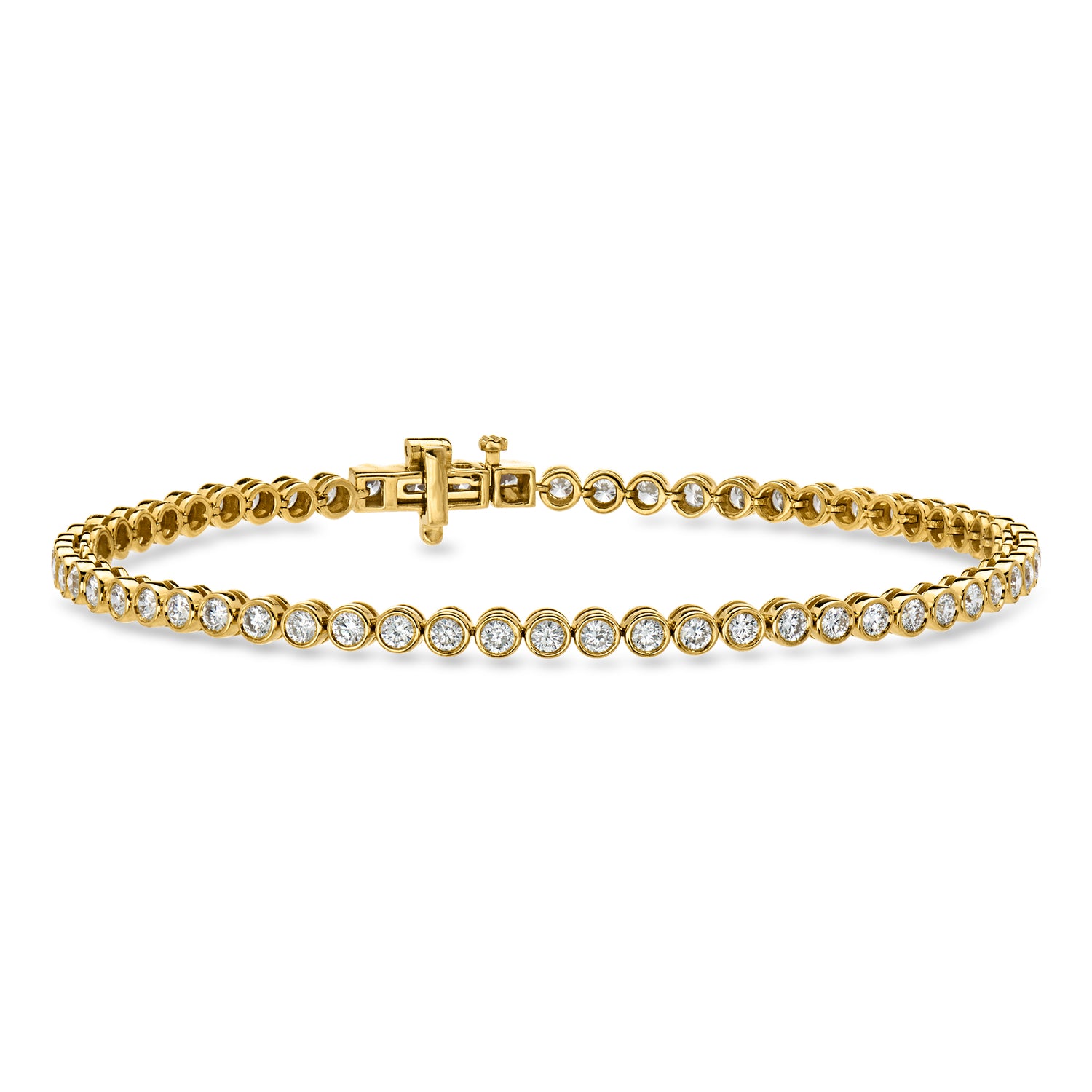 2.00 ct. t.w. Bezel-Set Lab Grown Diamond Tennis Bracelet in 18kt Gold Over Sterling