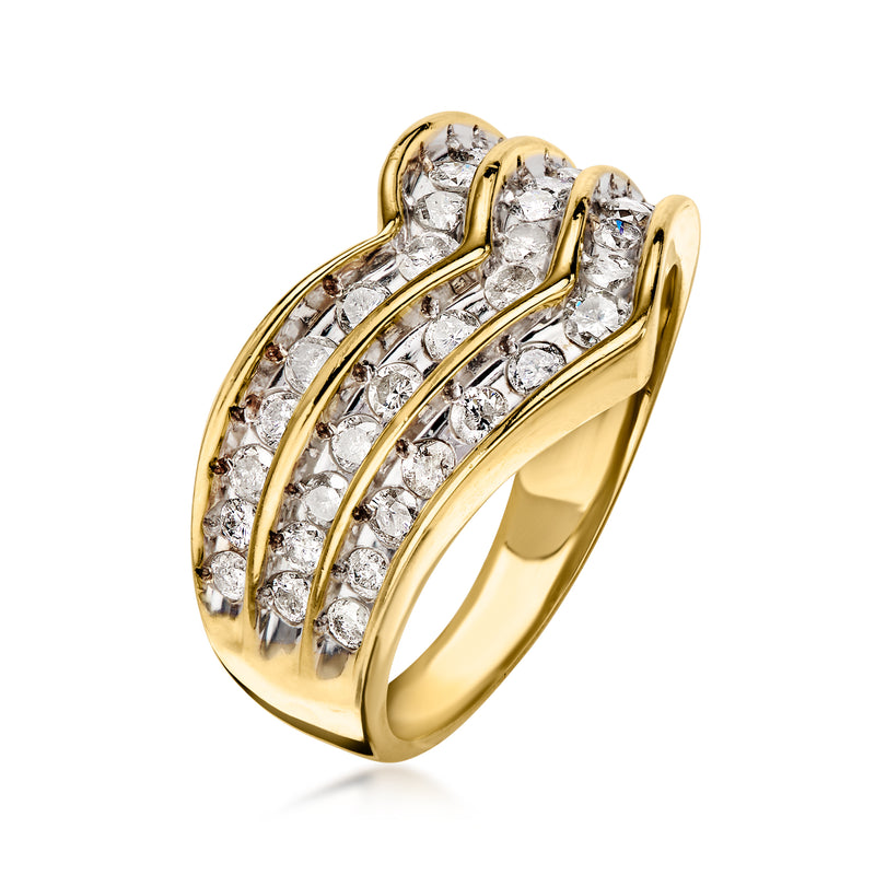 C. 1990 Vintage 1.00 ct. t.w. Diamond V Ring in 14kt Yellow Gold. Size 6.5