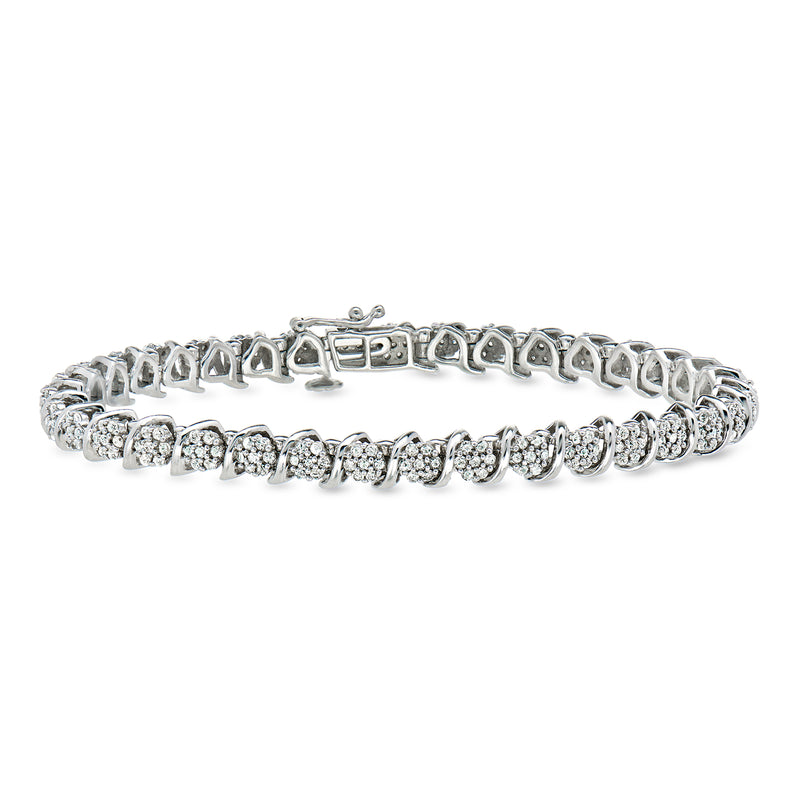 C. 1990 Vintage 2.52 ct. t.w. Diamond Cluster Bracelet in Sterling Silver. 7"