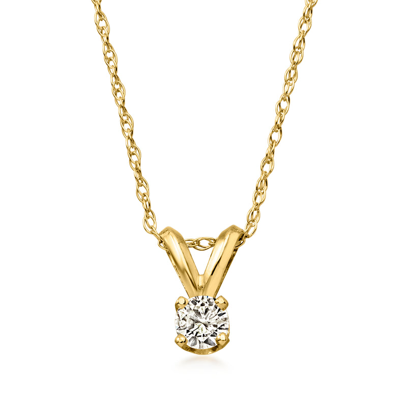 C. 1990 Vintage .10 Carat Diamond Pendant Necklace in 14kt Yellow Gold. 18"