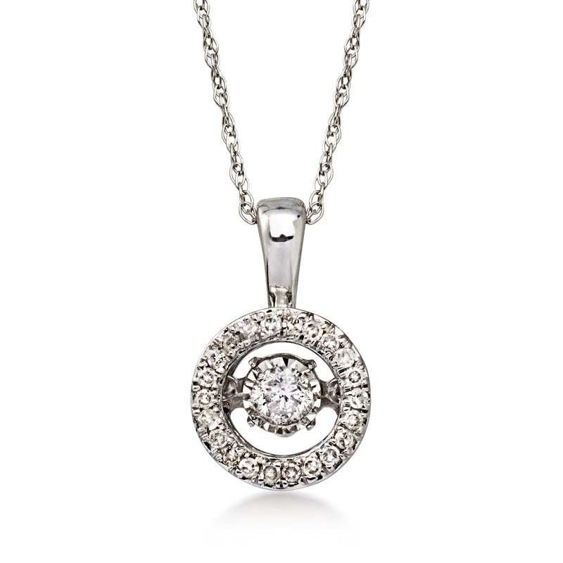 C. 2000 Vintage .28 ct. t.w. Floating Diamond Pendant Necklace in 10kt White Gold. 18"