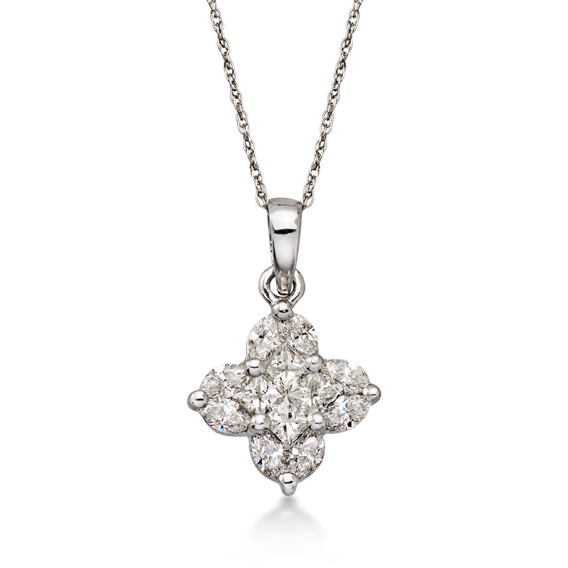 C. 2000 Vintage .77 ct. t.w. Diamond Pendant Necklace in 18kt White Gold. 18"
