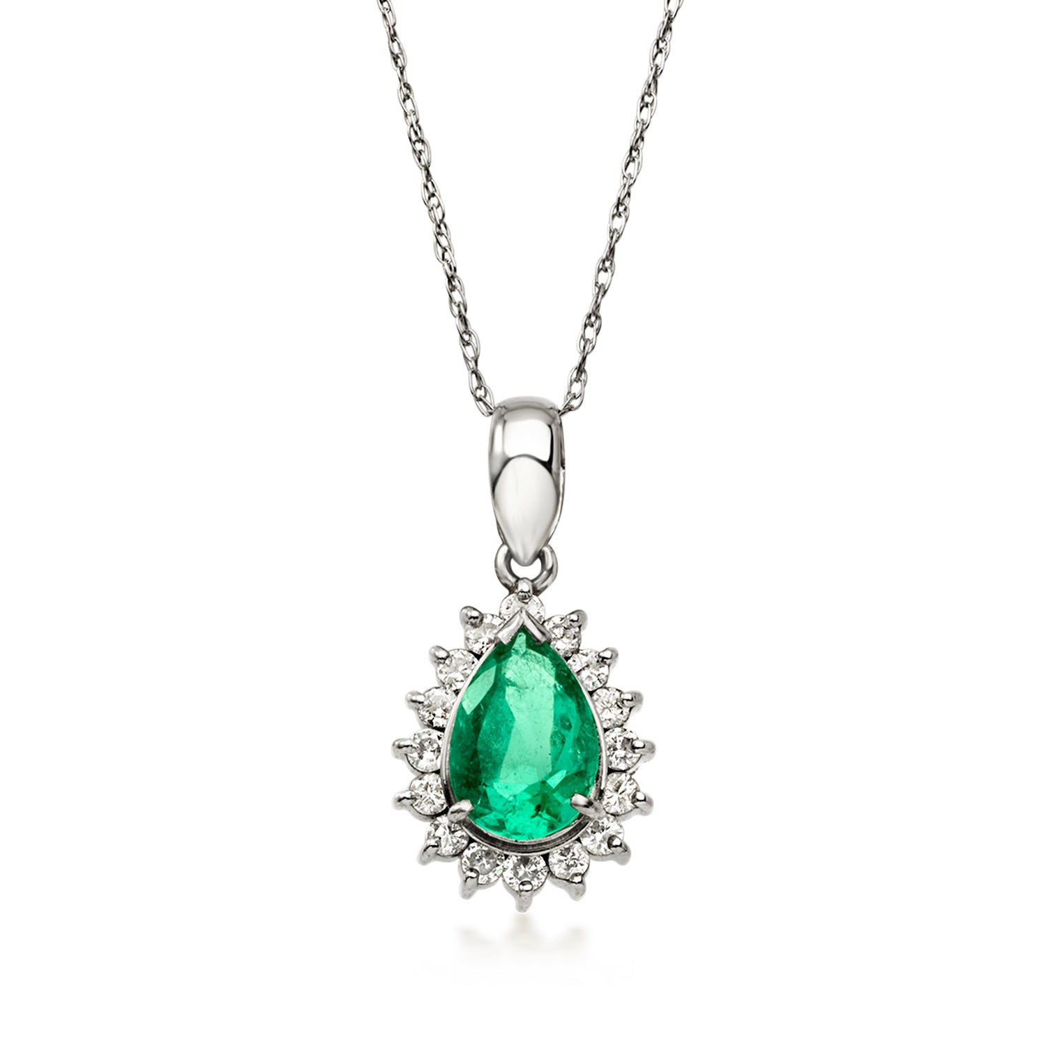 C. 2000 Vintage .65 Carat Emerald Pendant Necklace with .24 ct. t.w. Diamonds in Platinum