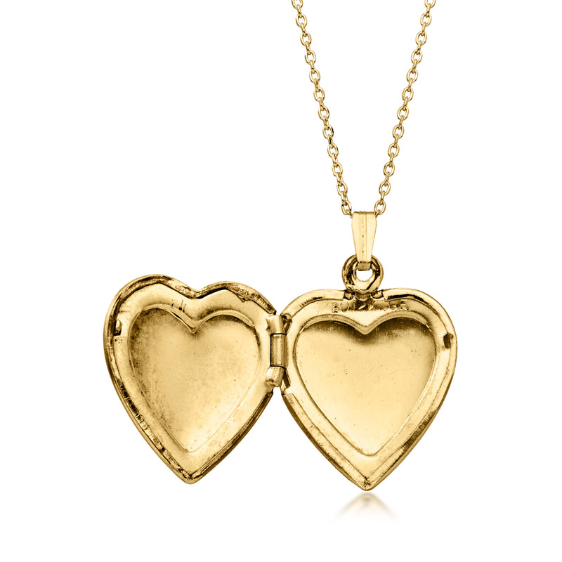 C. 1980 Vintage Gold-Filled Etched Heart Locket Necklace. 18"