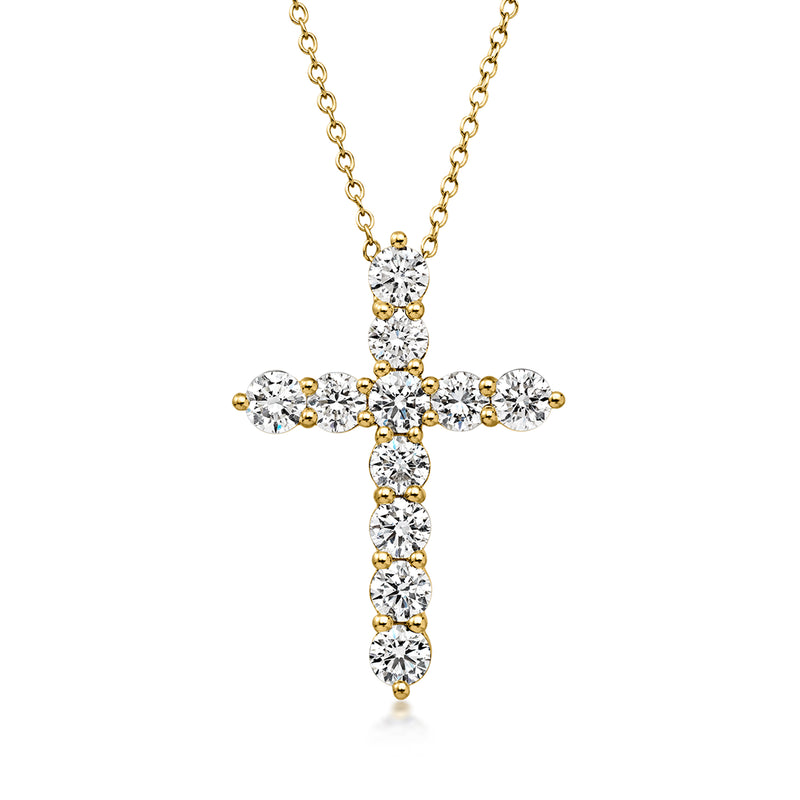 2.00 ct. t.w. Lab-Grown Diamond Cross Pendant Necklace in 18kt Gold Over Sterling