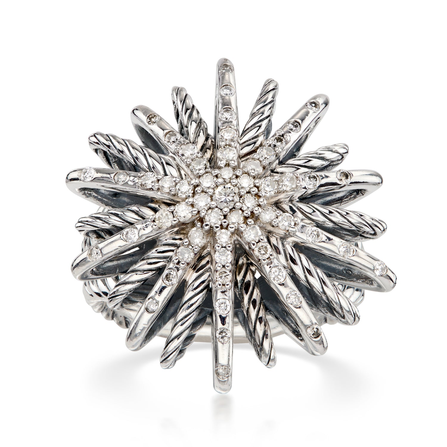 C. 1980 Vintage David Yurman .75 ct. t.w. Diamond Starburst Ring in Sterling Silver