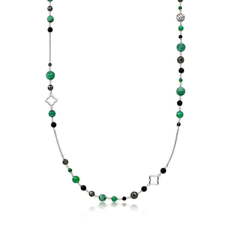 C. 1990 Vintage David Yurman Multi-Gemstone Bead Necklace in Sterling Silver. 39.5"