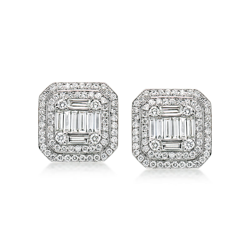 2.25 ct. t.w. Diamond Cluster Earrings in 18kt White Gold