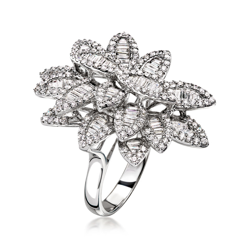 2.60 ct. t.w. Diamond Leaf Cluster Ring in 18kt White Gold