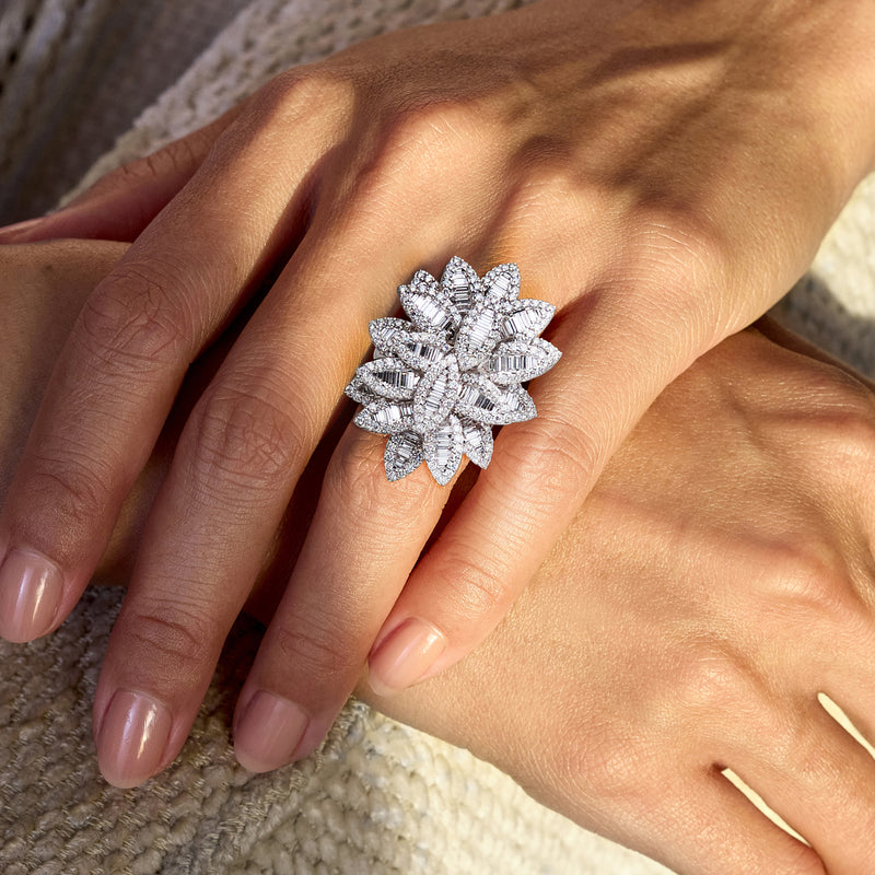 2.60 ct. t.w. Diamond Leaf Cluster Ring in 18kt White Gold