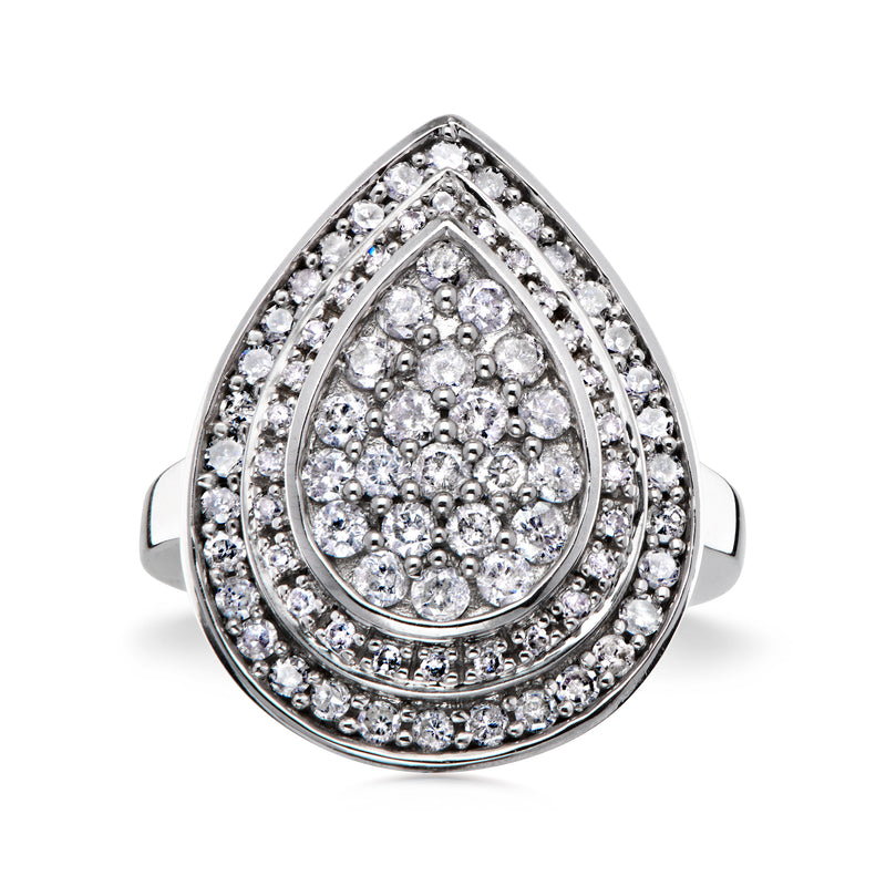 C. 2000 Vintage 1.75 ct. t.w. Diamond Teardrop Cluster Ring in 14kt White Gold. Size 8