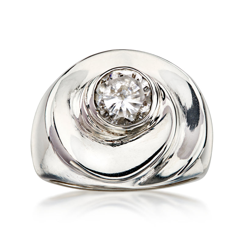 C. 1990 Vintage 1.25 Carat CZ Swirl Ring in Sterling Silver. Size 5.75