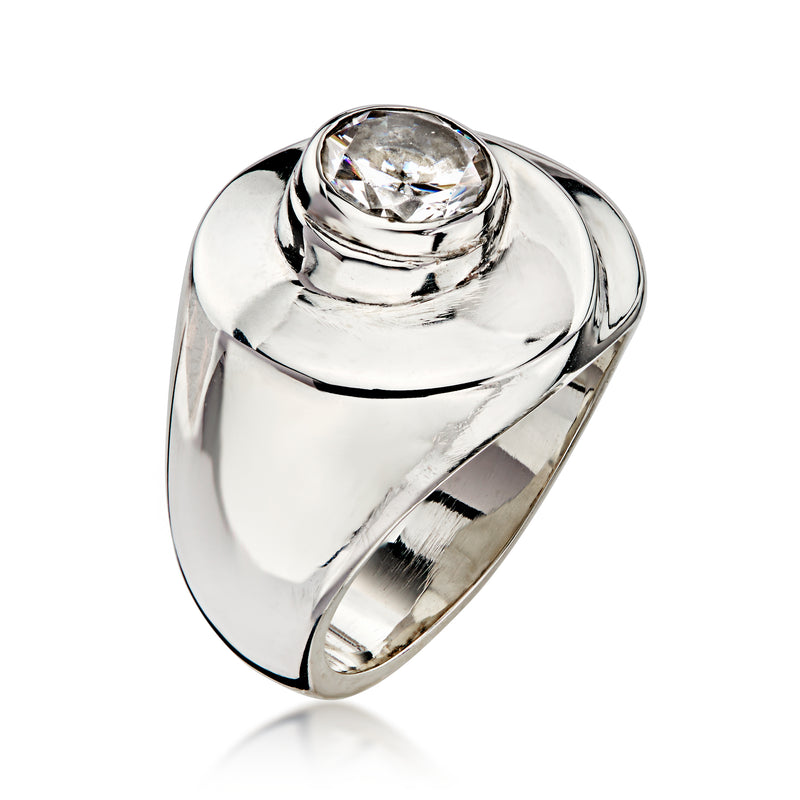 C. 1990 Vintage 1.25 Carat CZ Swirl Ring in Sterling Silver. Size 5.75