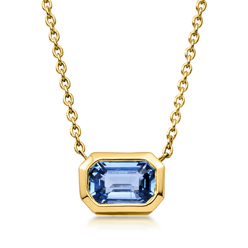 Roberto Coin .50 Carat Emerald-Cut Sapphire Necklace in 18kt Yellow Gold. 16"
