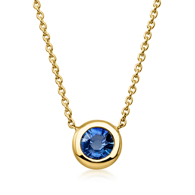 Roberto Coin .30 Carat Bezel-Set Sapphire Necklace in 18kt Yellow Gold. 16"