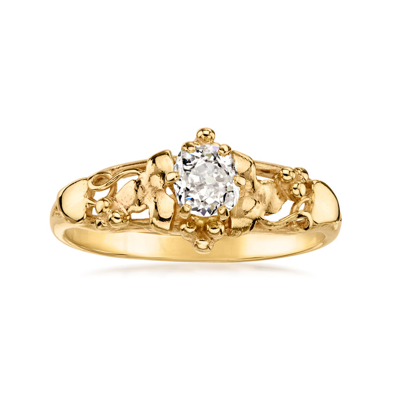 C. 1980 Vintage .45 Carat Diamond Vine Ring in 14kt Yellow Gold. Size 6.75
