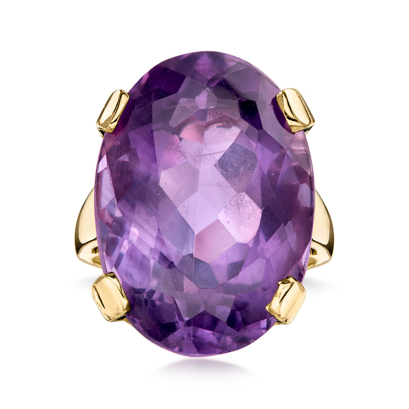 C. 1980 Vintage 30.00 Carat Amethyst Ring in 14kt Yellow Gold. Size 7