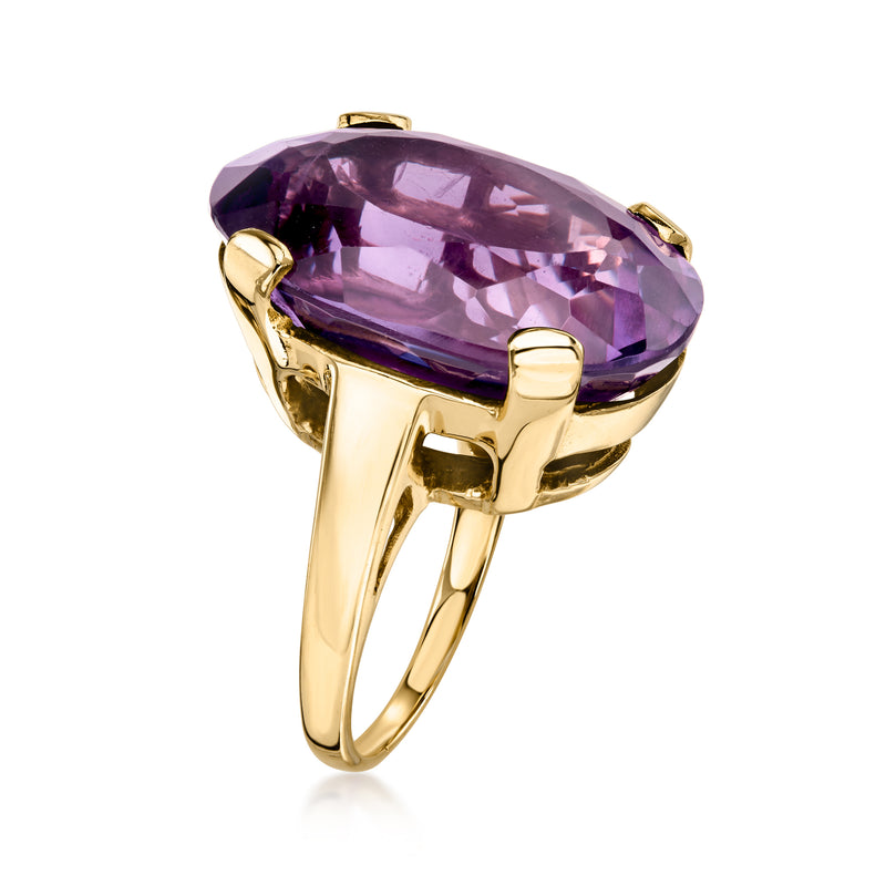 C. 1980 Vintage 30.00 Carat Amethyst Ring in 14kt Yellow Gold. Size 7